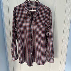 Croft & Barrow Men's Easy Care, Classic Fit 17.5, 34-35 Red/Blue Plaid Shirt